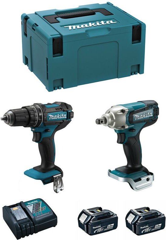 Makita - Kit MK216RTJ (DHP482 + DTW190 + 2 x 5,0 Ah + DC18RC + makpac 3)