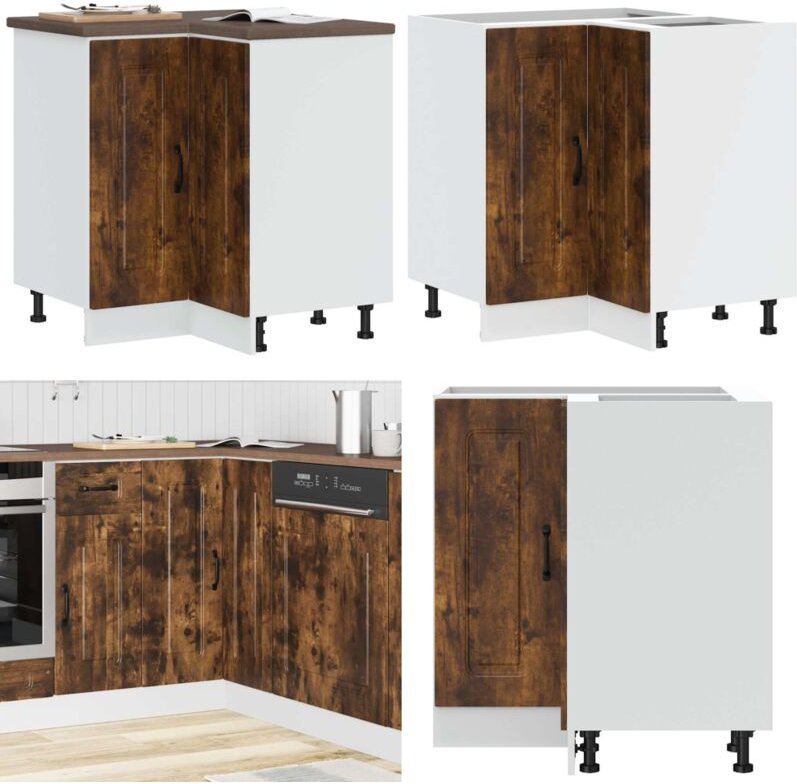 Thumbnail - Küchen-Eckunterschrank Kalmar Räuchereiche Holzwerkstoff - Vidaxl