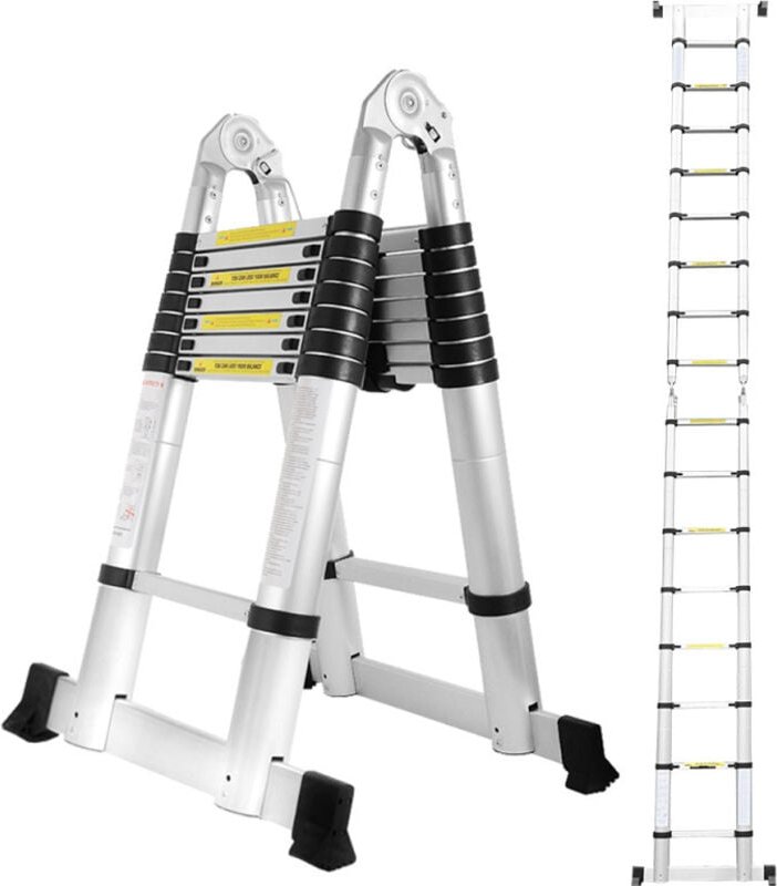 Thumbnail - Teleskopleiter Stehleiter Mehrzweckleiter Klappleiter bis 150kg Multifunktionsleiter 2.5+2.5m 5M - Tolletour