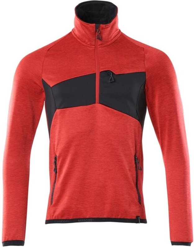 Mascot ACCELERATE Fleecepullover mit kurzem Reißverschluss, moderne Passform 18003 Gr. 2XL verkehrsrot/schwarz