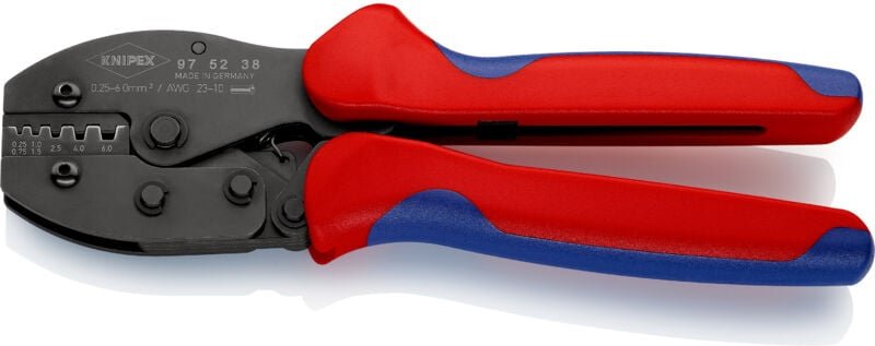 Knipex - 97 52 38 sb PreciForce® Crimpzange mit Mehrkomponenten-Hüllen brüniert 220 mm (SB-Karte/Blister)