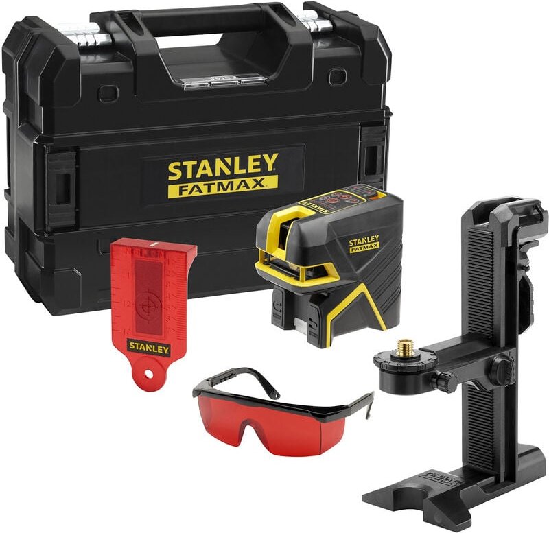 Stanley - Kreuz- und Punktlaser mit Zubehör, rot, Reichweite 50 m, Akku, Ladegerät FMHT1-77415