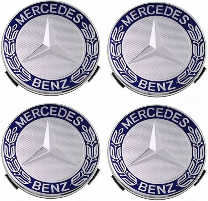 4 Stück Radkappen kompatibel mit Mercedes Benz 75 mm – Blau - Gabrielle