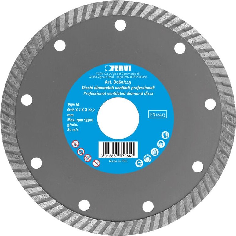 Fervi - Professionelle 230 mm Turbo-Diamanttrennscheibe d060/230