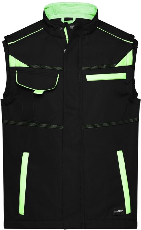 Thumbnail - James&nicholson - Softshellweste Wind- und wasserabweisend JN852 Gr. l black/lime-green