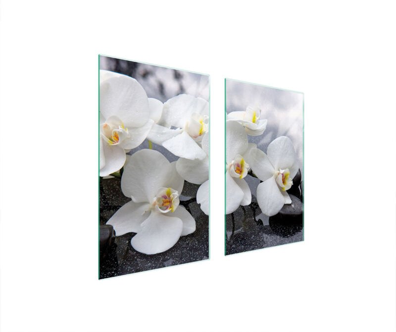 GLASSCHUTZPLATTE FÜR HERD 75x52 ORCHIDEE