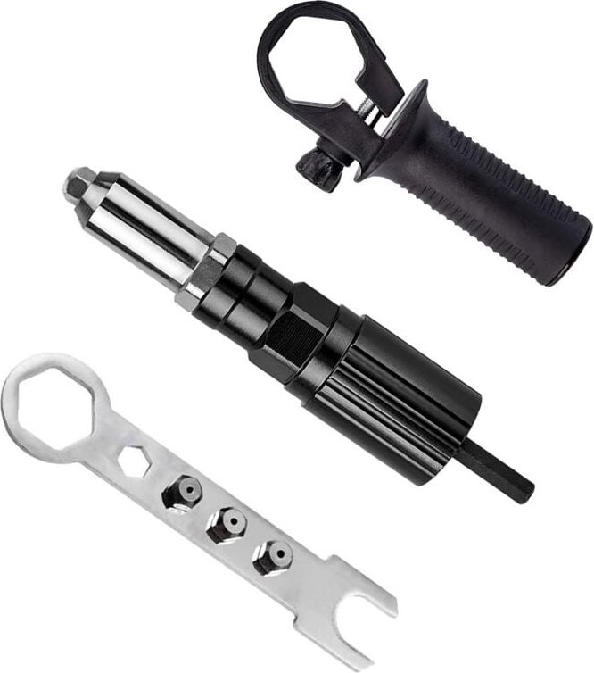Thumbnail - Binghe Elektrischer Nietgerät, Nietadapter, Nietpistolen-Adapter-Kit, für Nieten mit 2,4/3,2/4,0/4,8 mm Durchmesser Niet...