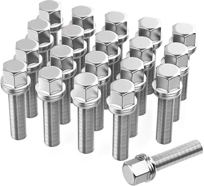 20 Stück R13-Radschrauben mit Kugelbund, verlängerte Radschrauben für Spurverbreiterungen M14 x 1,5, 45 mm Gewinde, 17 m...