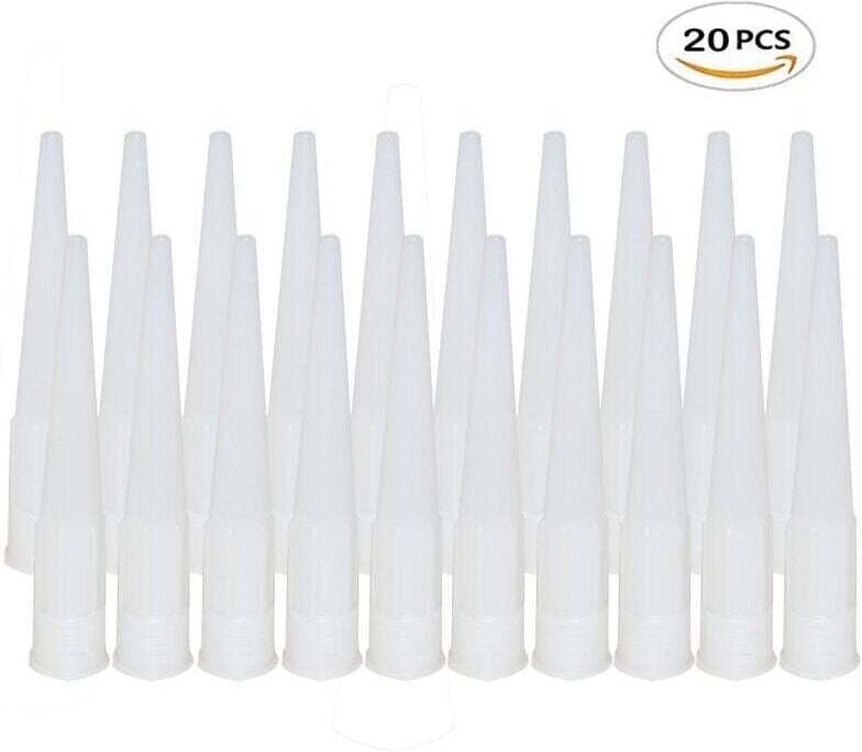 20 pezzi di ugelli di ricambio per pistola in silicone per sigillante adesivo in silicone con raschietto in plastica per...