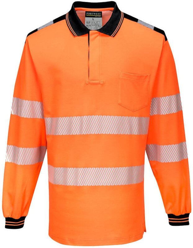 Polo PW3 Hochsichtbar ML Orange/Schwarz M