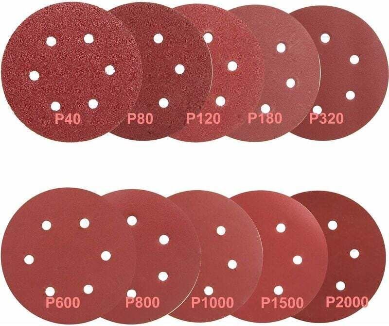100 Stück 150 mm Schleifscheiben, Schleifpapier 40/80/120/180/320/600/800/1000/1500/2000 (10 Scheiben pro Körnung)