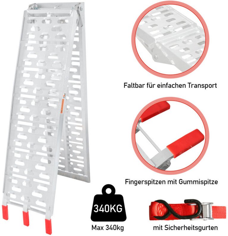 Vingo - swanew Auffahrrampe Verladerampe Rampe Verladeschiene Auto Laderampe für Motorrad, Anhänger bis 340kg