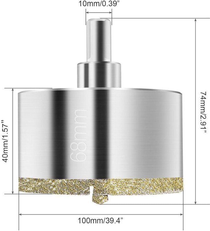 Thumbnail - Diamant-Lochsäge 68 mm, Diamantbohrer mit Zentralführungsbohrer, Fliesenlochsäge mit Diamant-Oberflächenbeschichtung zum...