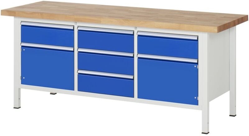 Rau Werkbank höhenverstellbar 8568A2, B2000xT700xH840-1040mm, 5x Schublade-TA, 2x Tür