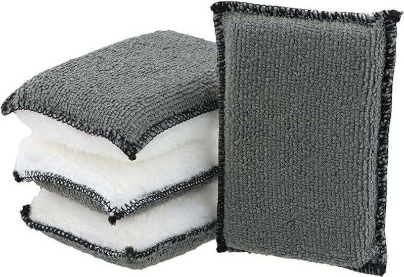 4-teiliger Reinigungsschwamm für den Autoinnenraum, Mikrofaser-Autoreinigung, Mikrofaser-Reinigungspad, wiederverwendbar...