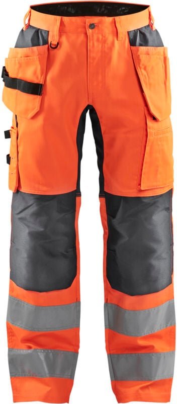 Thumbnail - Hochsichtbarer Stretch-Arbeitshosen Handwerker 1552 – Neonorange/Grau Anthrazit XL – FR(48) – SE(C54) – Normen