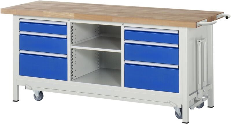 Rau Werkbank mit Fahrgestell 8564, B2000xT700xH880mm, 6x Schublade-TA