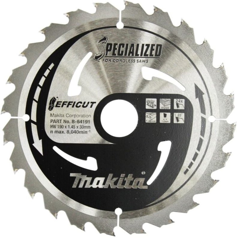 Makita EFFICUT Sägeblatt 190x1,45x30 24Z Akku Handkreissäge HS004G Holz B-64191
