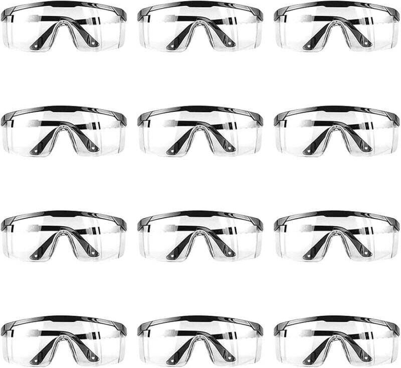 12 Stück Schutzbrillen, Arbeitsschutzbrillen, Vollsicht-Schutzbrillen, Antibeschlag-Schutzbrillen mit UV-Schutz für Erwa...