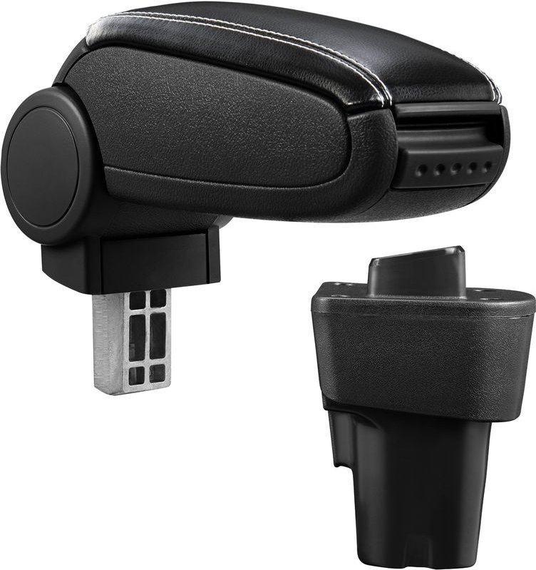 Pro.tec - Mittelarmlehne Kia Picanto 2 mit Staufach Kunstleder Schwarz mit weißen Nähten