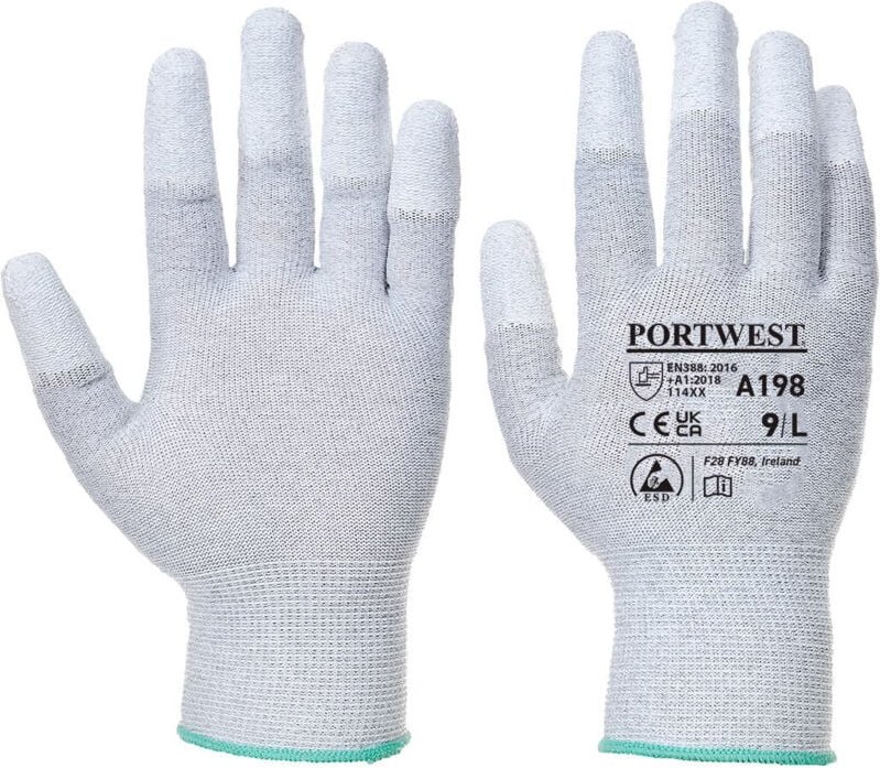 Antistatische Fingerhandschuhe mit PU-Beschichtung Grau XS - Größe 6