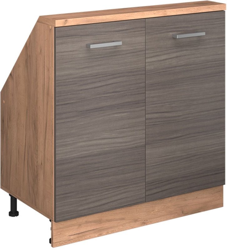 Dachschrägenschrank Rion, Edelgrau/Goldkraft Eiche, mit 2 Türen, Vicco