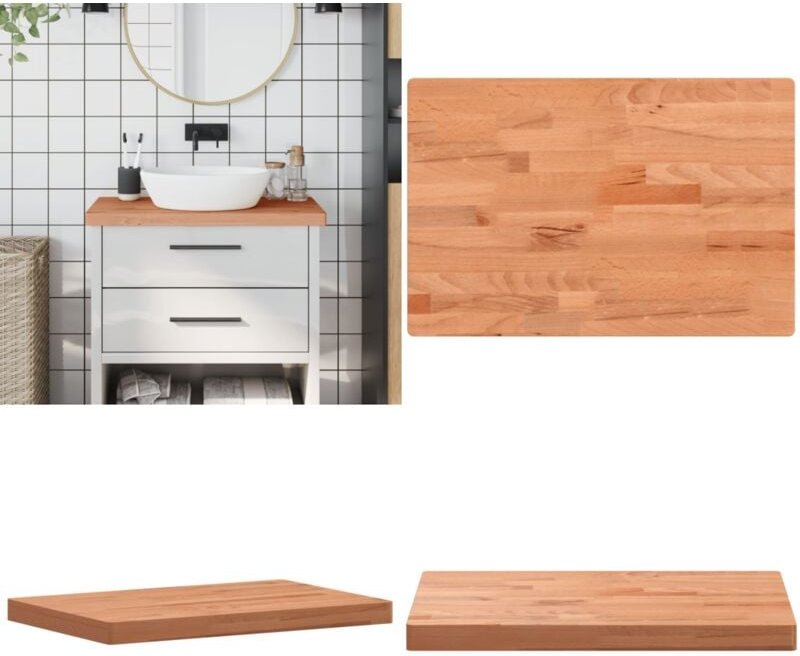 Waschtischplatte 80x40x4 cm Massivholz Buche - Vidaxl
