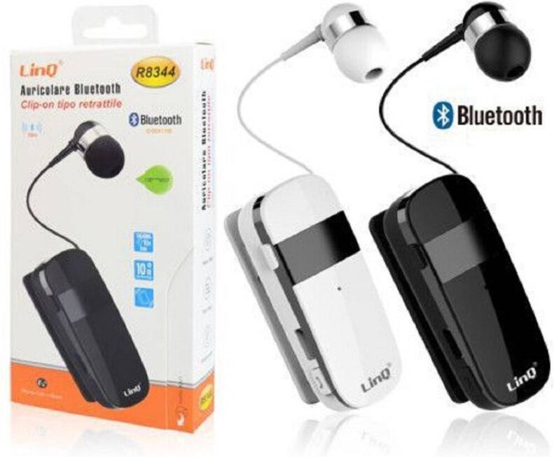 Trade Shop Traesio - Trade Shop - mono auricolare stereo bluetooth mit clipon R8344 autonomia 10 hour -