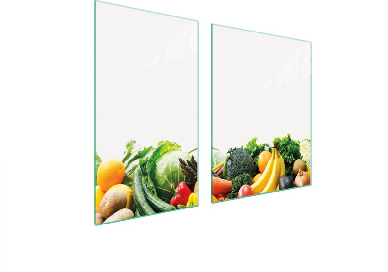 Glasplatte und Schneidebrett 100x52 Gemüse