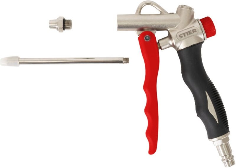 Ausblaspistole mit Wechseldüse und Flow Control, Luftanschluss 1/4 Zoll, Betriebsdruck 6,3 bar, stufenlos regulierbar, D...