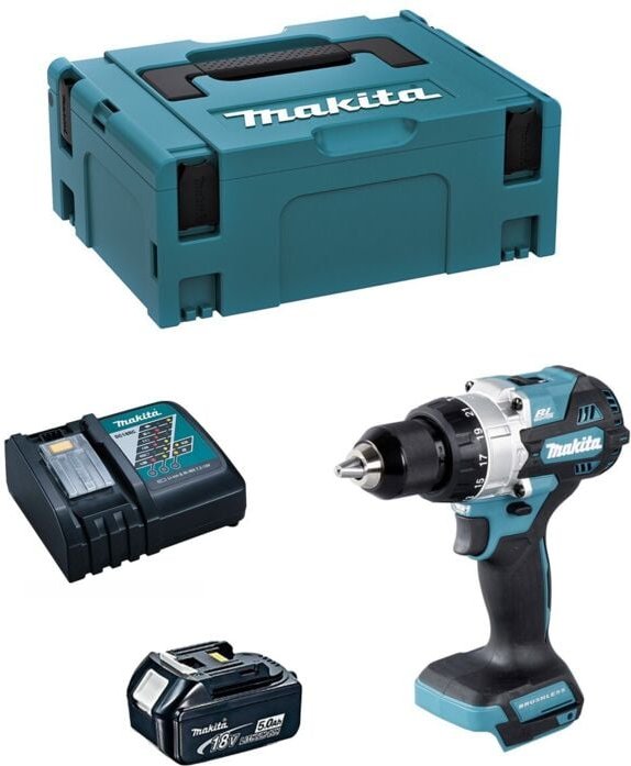 Schlagbohrschrauber MAKITA DHP486RTJ1 (1 x 5,0 Ah + DC18RC + MAKPAC 2)