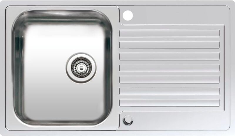 Einbauspüle Centurio R10 Edelstahl Becken mit Tropftasse 860x500mm, inkl. Drehknopf-Siebkorbüberlaufventil - Reginox
