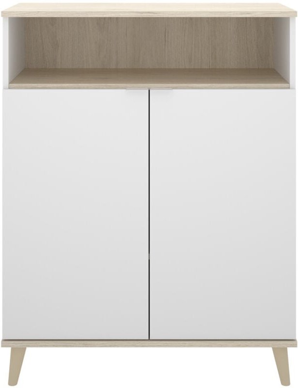Küchenschrank 80x40x102 cm mattweiß und natürliche Eiche mit zwei Türen - Gubbio