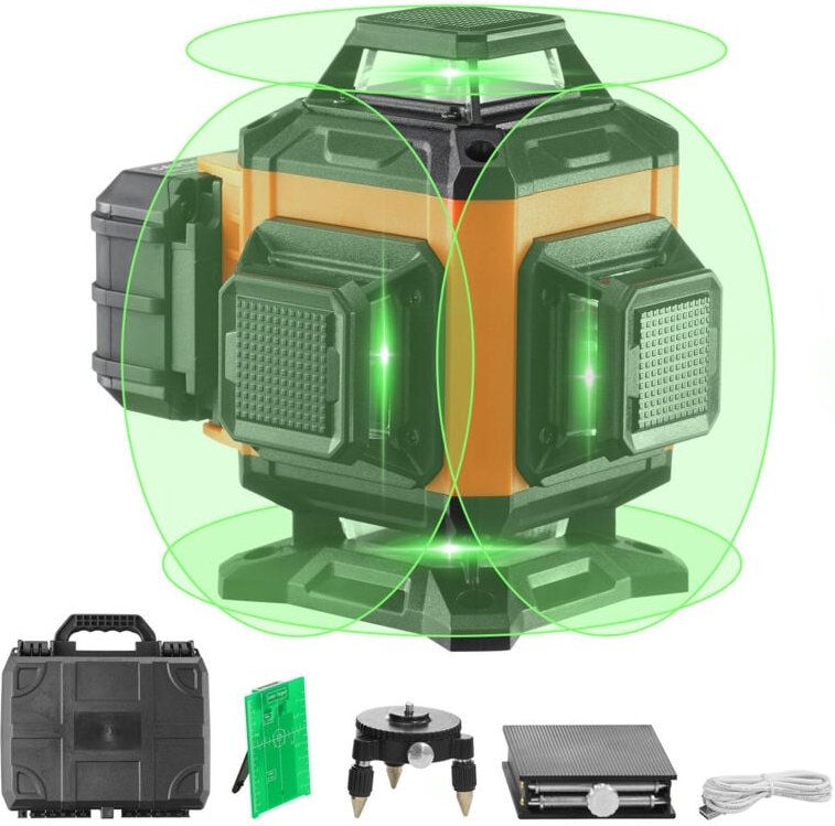 Mophorn - Laser-Wasserwaage, 30 m, grünes Linienkreuz, selbstnivellierend, hochpräzises Messwerkzeug für den Bau