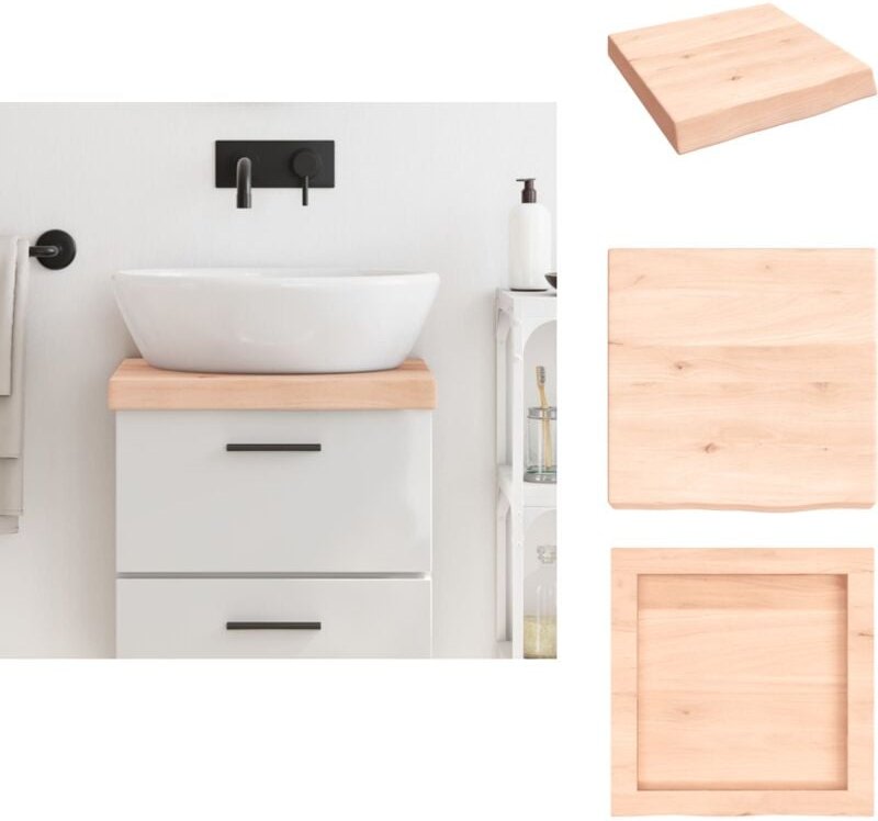 Waschtischplatte 40x40x(2-6) cm Massivholz Unbehandelt - Waschtischplatte - Eiche - Holzarbeitsplatte - Badrenovierung -...