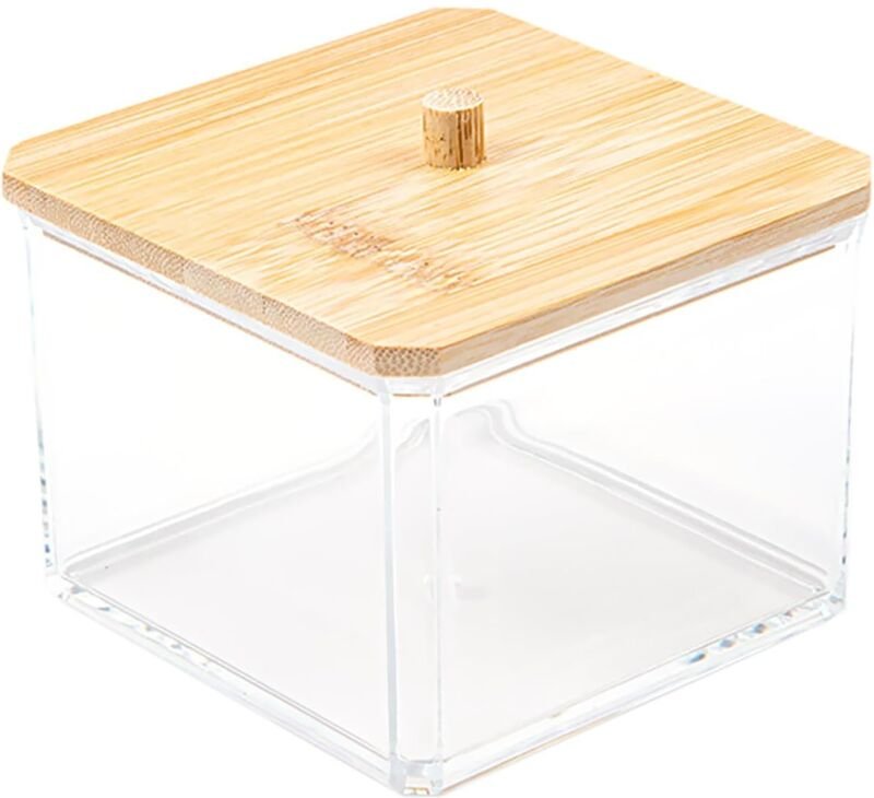 Thumbnail - Sollbry - Wattestäbchenbox, Aufbewahrungsbox für Wattepads oder Kosmetika, mit Deckel, für Wohnzimmer, Schlafzimmer, Bad...