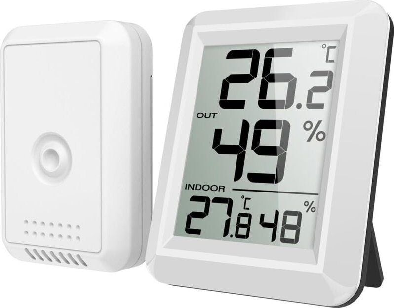 Innen- und Außenthermometer, angeschlossenes Thermometer mit kabellosem Außensensor, digitales Hygrometer-Thermometer mi...