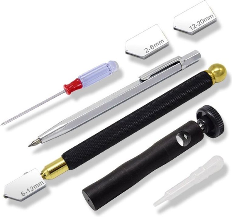 Professioneller Glasschneider, Metall-Glasschneider, Schneidstift, manueller Glasschneider-Werkzeugsatz, austauschbarer ...