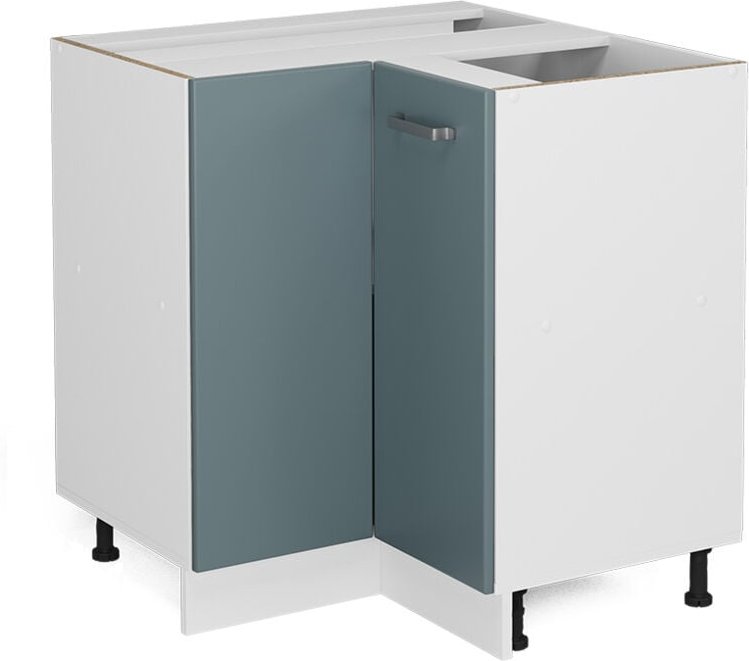 Vicco - Eckunterschrank R-Line, Blau-Grau, 75.6 cm ohne Arbeitsplatte