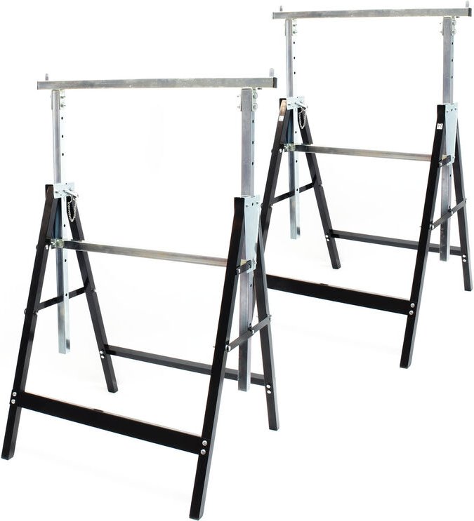Set 2x Gerüstbock 58x68x80-130cm, bis 200kg, klappbare Unterstellböcke, höhenverstellbare Stützböcke für Heimwerker und ...