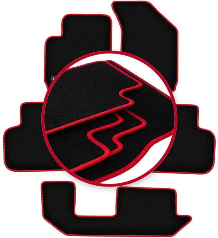CARLUX-RED Autofußmatten für: Fiat Freemont 7-Sitzer (2011-2016)