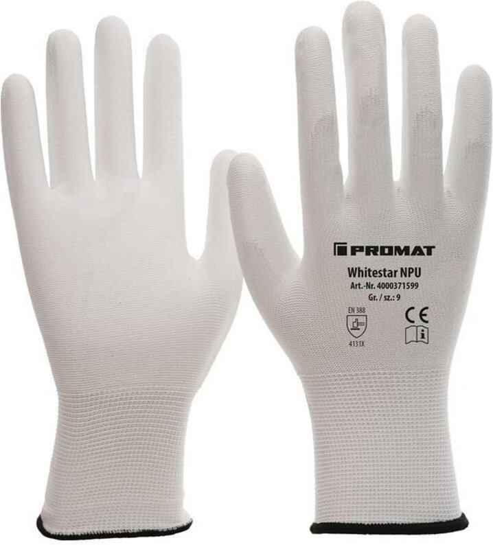 Handschuhe Whitestar npu Gr.10 (xxl) weiß Nylon mit Polyurethan en 38 - Promat