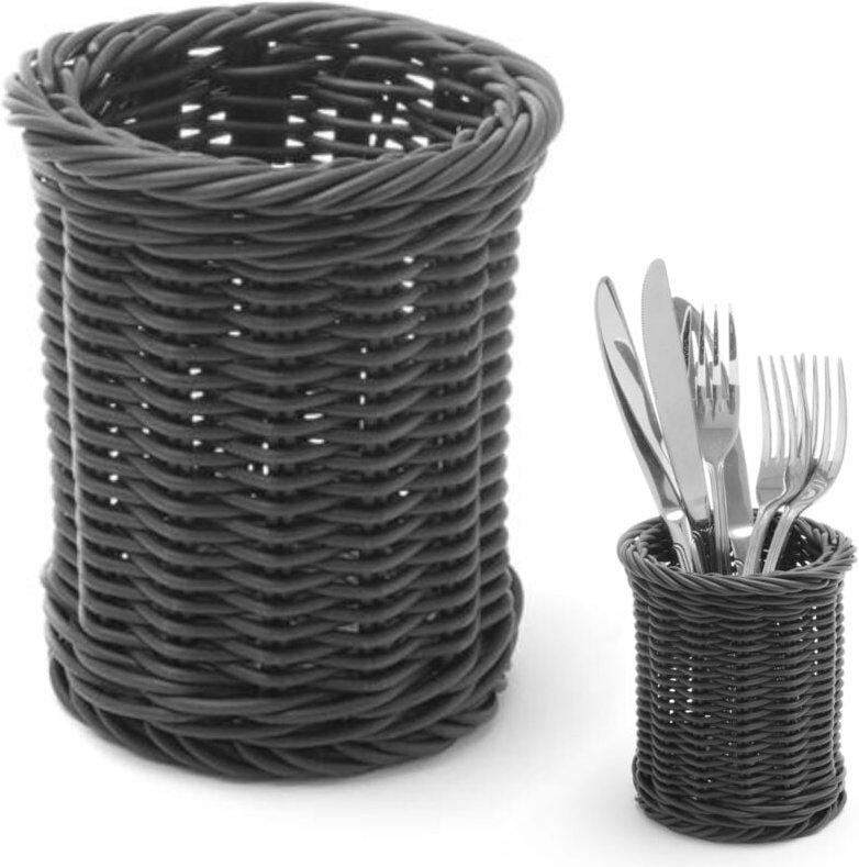 Besteckkorb für Gabeln, Messer, Löffel, rund, schwarz, Durchmesser 100x120 mm - Hendi 426210