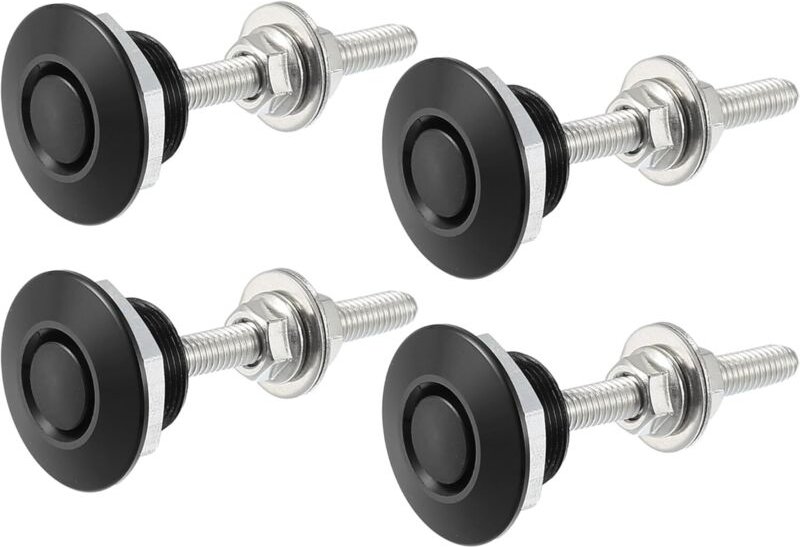 Schwarzer Stoßfänger-Schnellverschluss, Motorhaubenstiftverriegelung aus Aluminiumlegierung, Druckknopf-Motorhaube – 4 S...