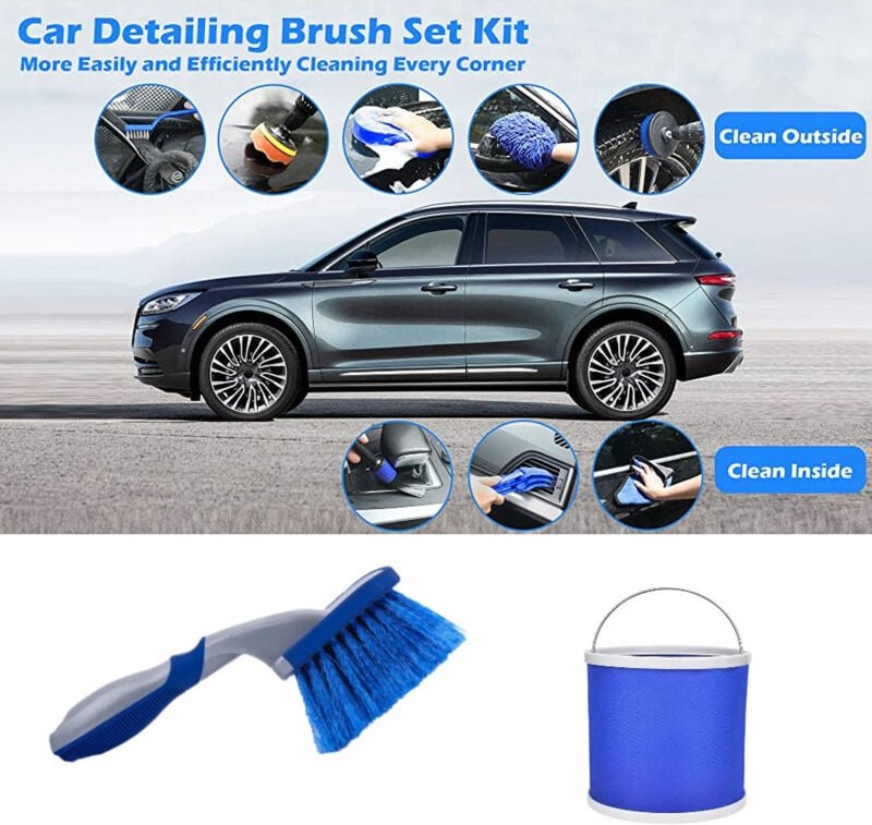 Thumbnail - Ej.Life 10-teiliges Autowasch-Reinigungswerkzeug-Set, Auto-Detailing, Armaturenbrett, Waschhandschuh, Handtücher, faltba...