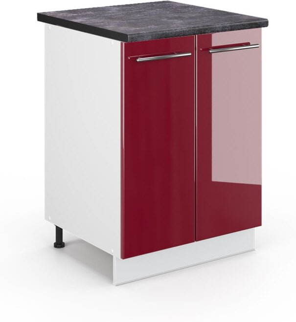Vicco - Küchenunterschrank Fame-Line, Bordeaux Hochglanz, 60 cm , ap Anthrazit