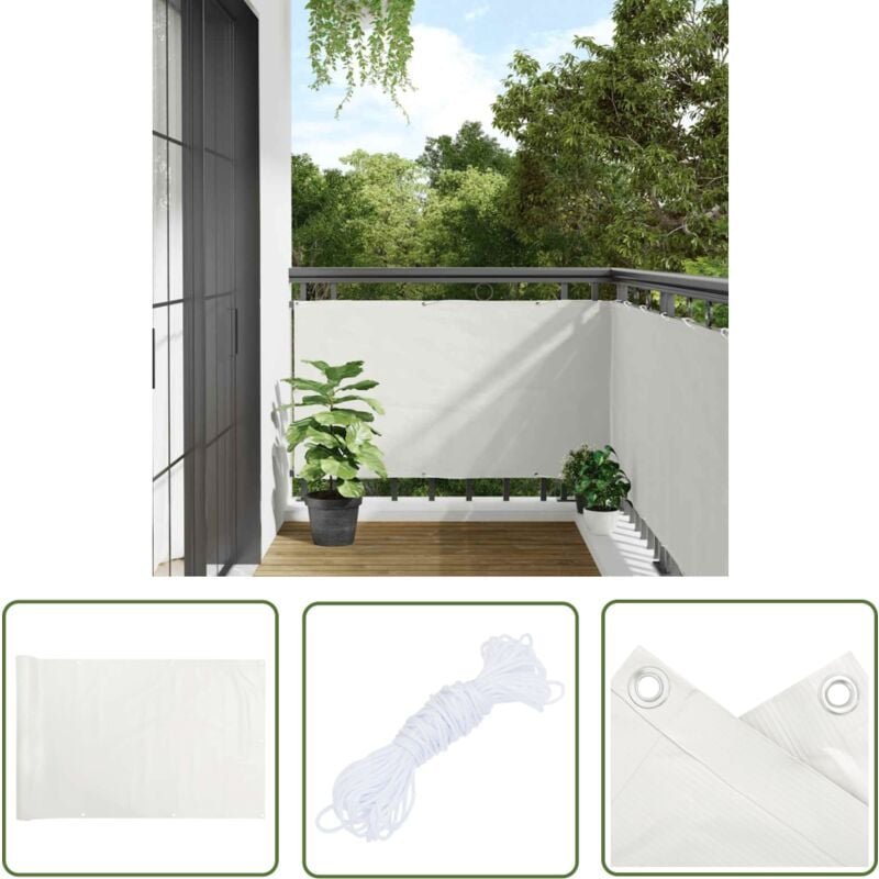 Balkon-Sichtschutz Weiß 400x75 cm pvc - Balkon Sichtschutz - pvc Sichtschutz - Wetterfest - uv Schutz - Sonnenschutz - T...
