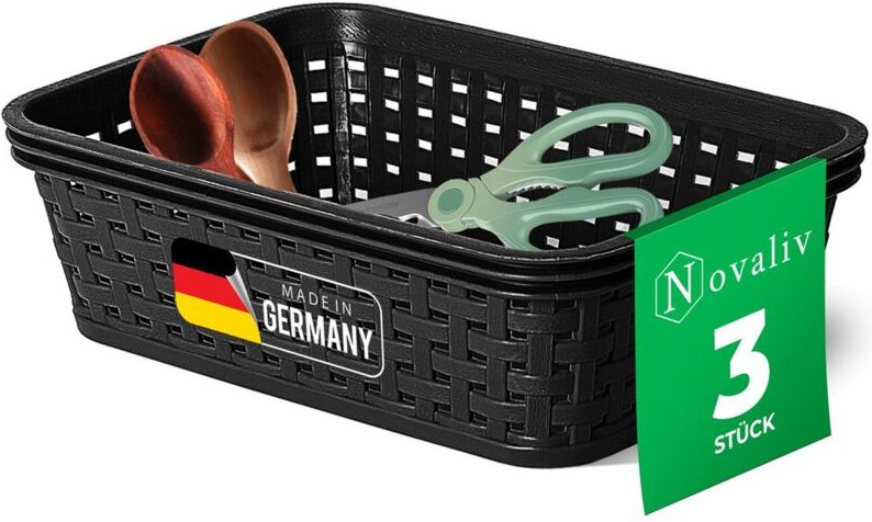 3x Novaliv Aufbewahrungsbox 3x Aufbewahrungskorb Rattan