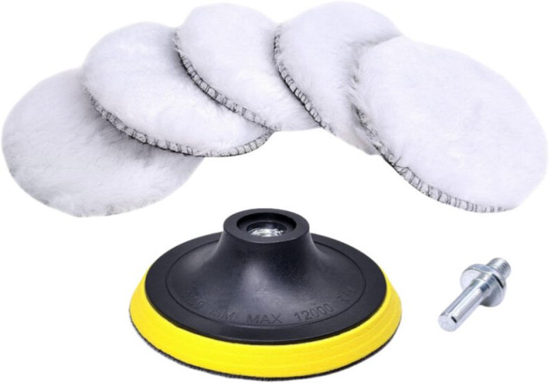 80 mm Wollpolierpad, 7-teilige Polierscheibe, zum Polieren und Wachsen von Autos, mit M10-Bohradapter
