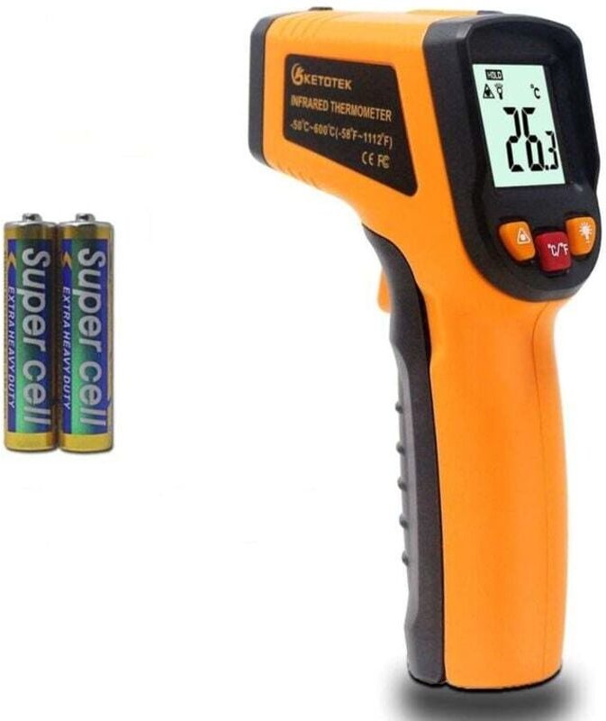 Thumbnail - Laser Thermometre Infrarouge Pistolet Thermomètre Numérique -50-400°C Point Laser Pistolet Alimentaire Grade Professionn...